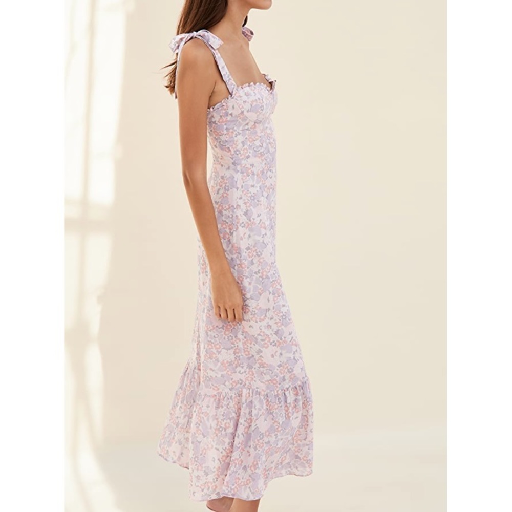 Reformation Floral Midi Dress in Pink and White